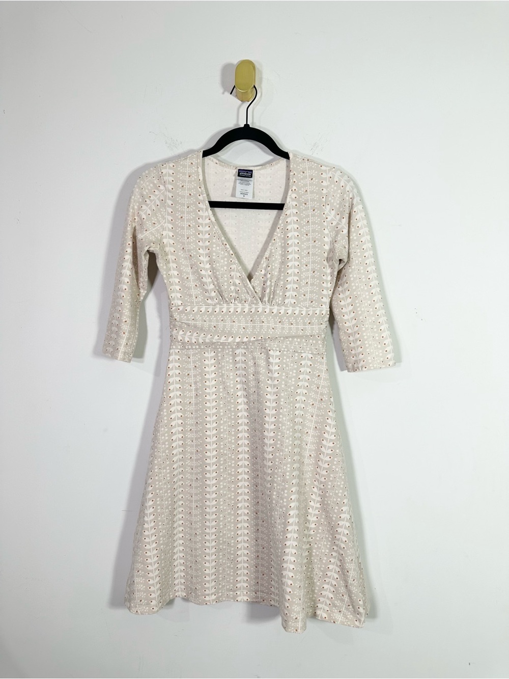 Patagonia Organic Cotton V-Neck 3/4 Sleeve A-line Mini Dress